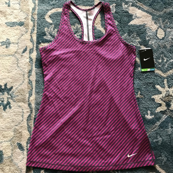 Nike Tops - NIKE Pink and Gray Stripe Workout Tank Top Medium